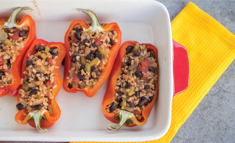 Rice and Beans Stuffed Bell Peppers