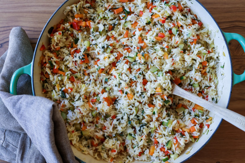 Garden Vegetables with Fluffy Rice
