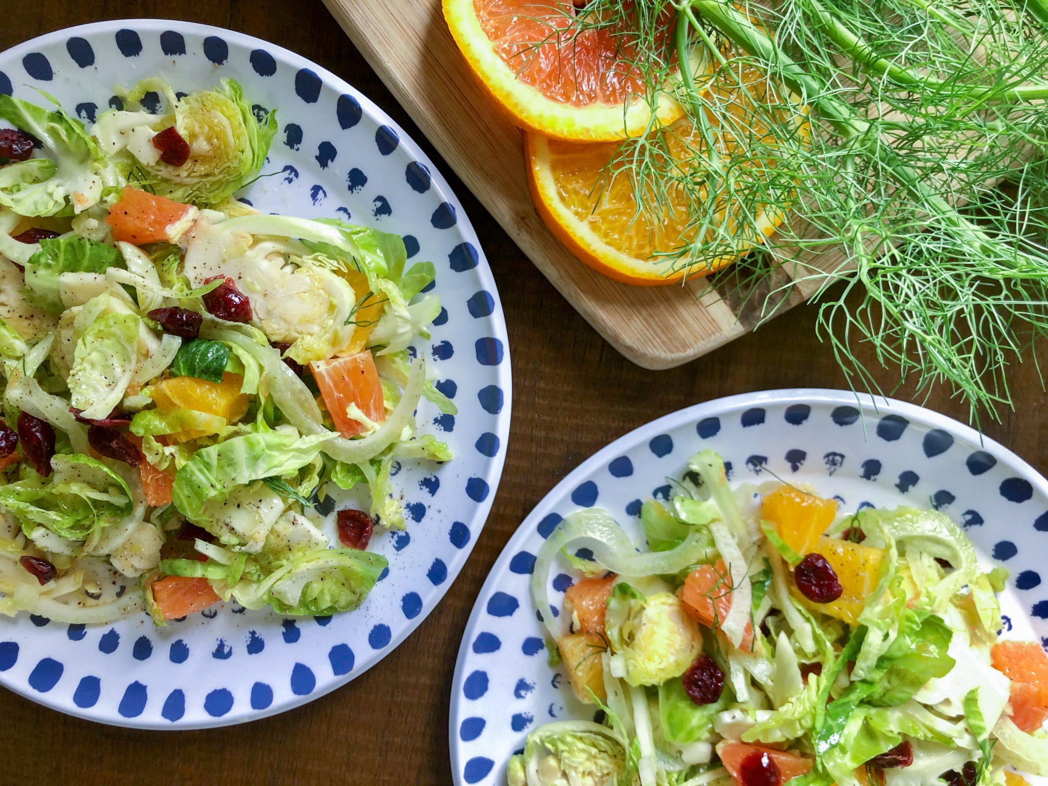 citrusy slaw with oranges and brussels sprouts