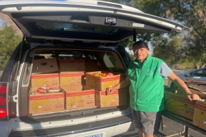 Steve dropping off rescued groceries